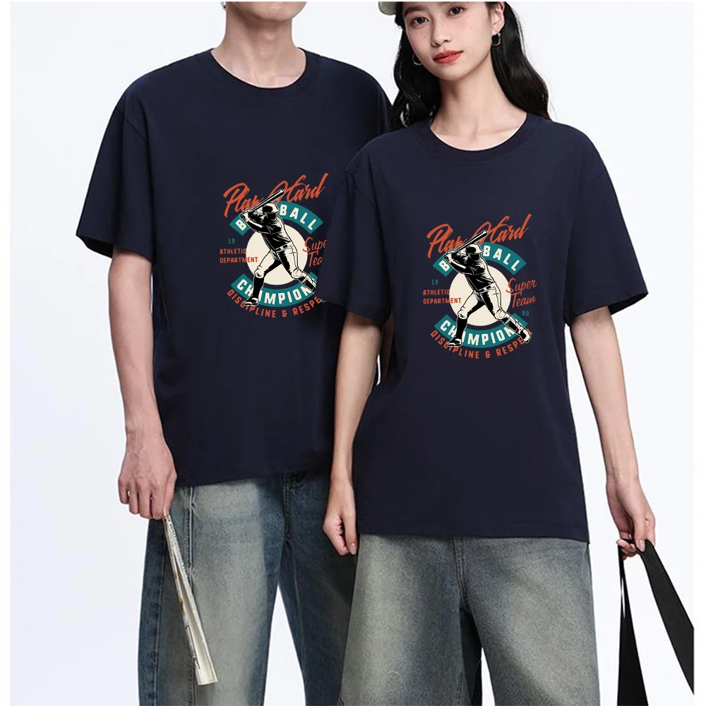 Baseball Player Graphic Printed T Shirt Cotton Unisex Fit Casual Short Sleeve Tee Personalized Custom Breathable Fabric Aestheti