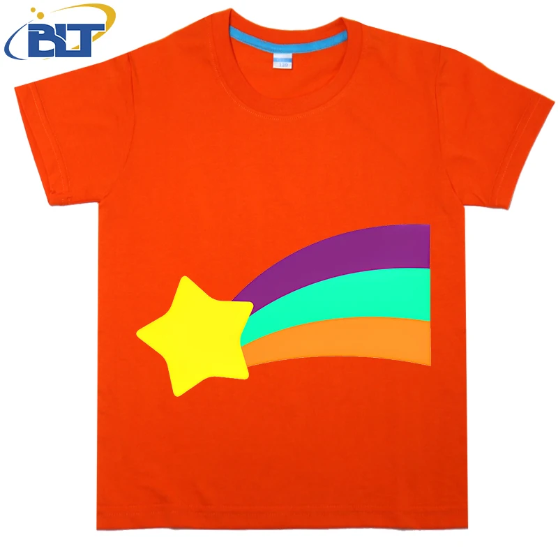 Camiseta con estampado de estrella de tiro para niños, top informal de manga corta de algodón, adecuado para niños y niñas, Verano