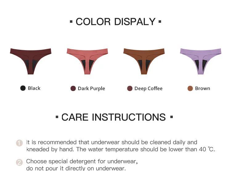 Neues Design, nahtlos, niedrige Taille, auslaufsicher, 4-lagig, Menstruationshöschen, waschbar, Lichtdurchfluss-Periodenhöschen für Damen, Tanga – Detail 10