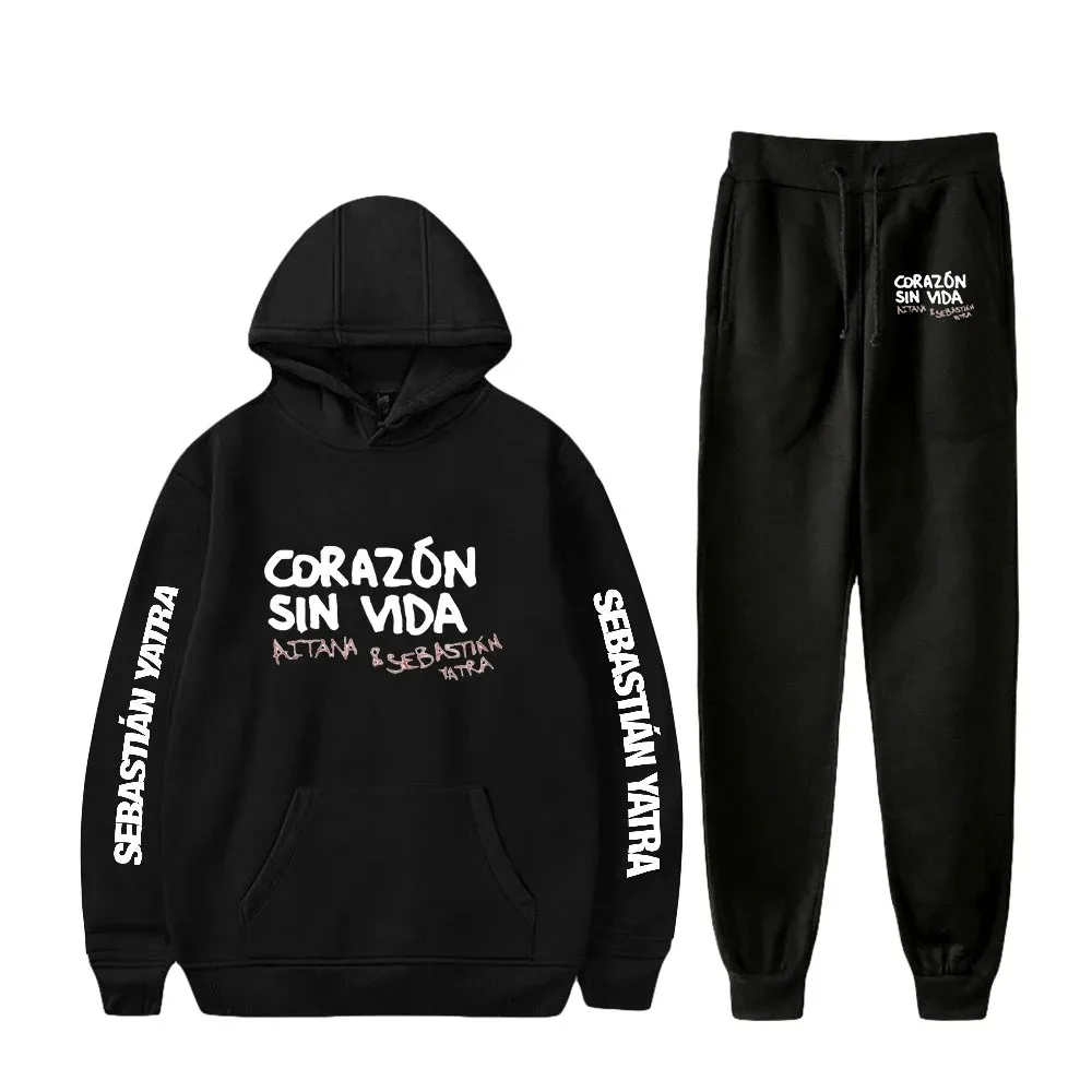 Sebastian Yatra Camisola Unisex Conjunto de Duas Peças Hoodie + Calça Jogger Harajuku Streetwear Pop Singer 2024 Conjunto homens