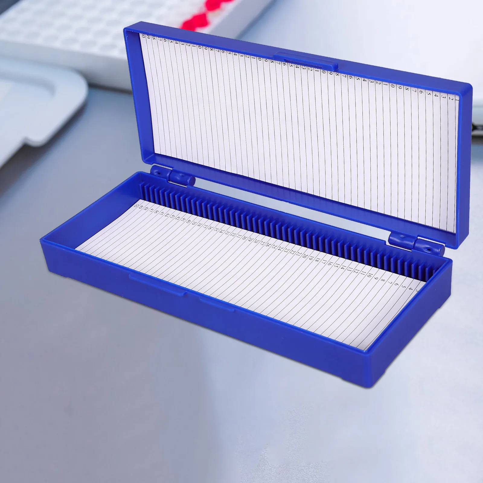 2Pcs for 50 Microscope Slides ABS Plastic Pathological Slide Storage Case with Numbered Slots Content Sheet Dark Blue