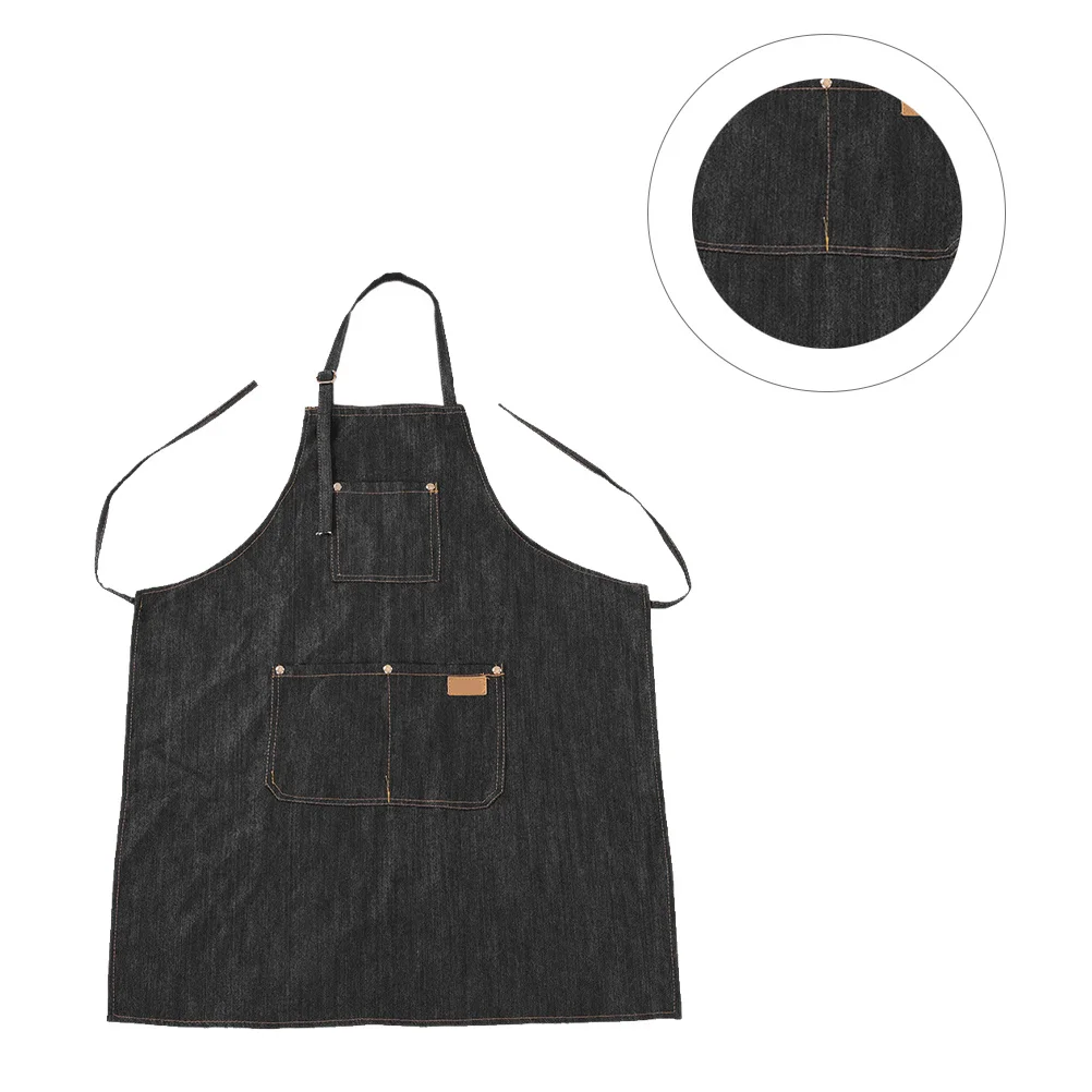 Delantal vaquero para cocinar, hornear, jardinería, bolsillo de cintura ajustable, ropa de trabajo resistente, cocina, cafetería, restaurante, salón de fiesta de boda