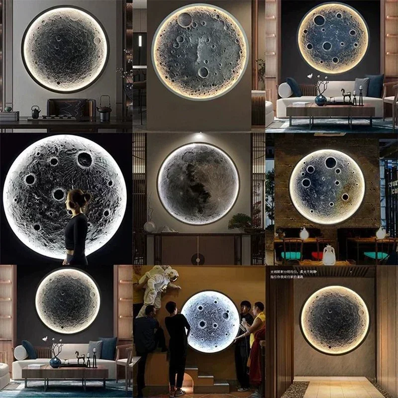 Imagem -06 - Modern 3d Lua Crater Led Lâmpada de Parede Sala Fundo Home Decor Quarto Luzes de Cabeceira Loft Bar Sconce Luminaria