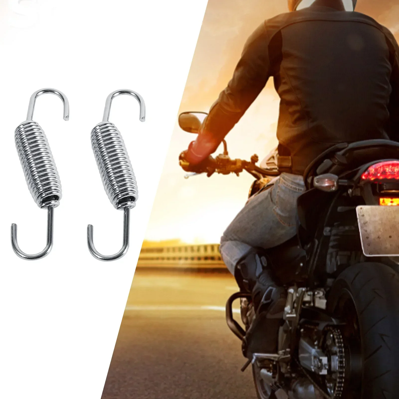 2x Motorcycle Exhaust System Fully Rotatable Mounting Springs Stainless Steel