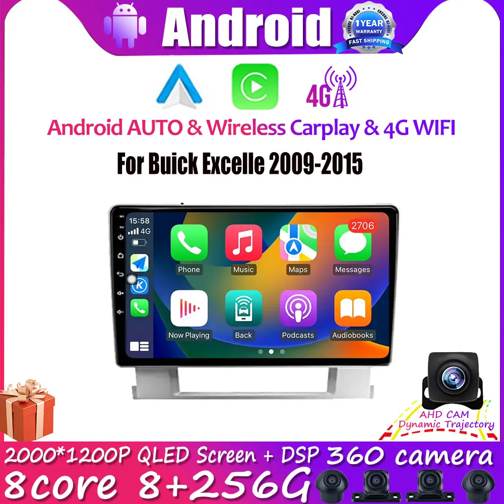 

9-дюймовый Android 14 Auto Wireless Carplay для Buick Excelle 2009-2015 Автомобильный радиоплеер Навигация GPS Мультимедиа DSP WIFI 4G BT