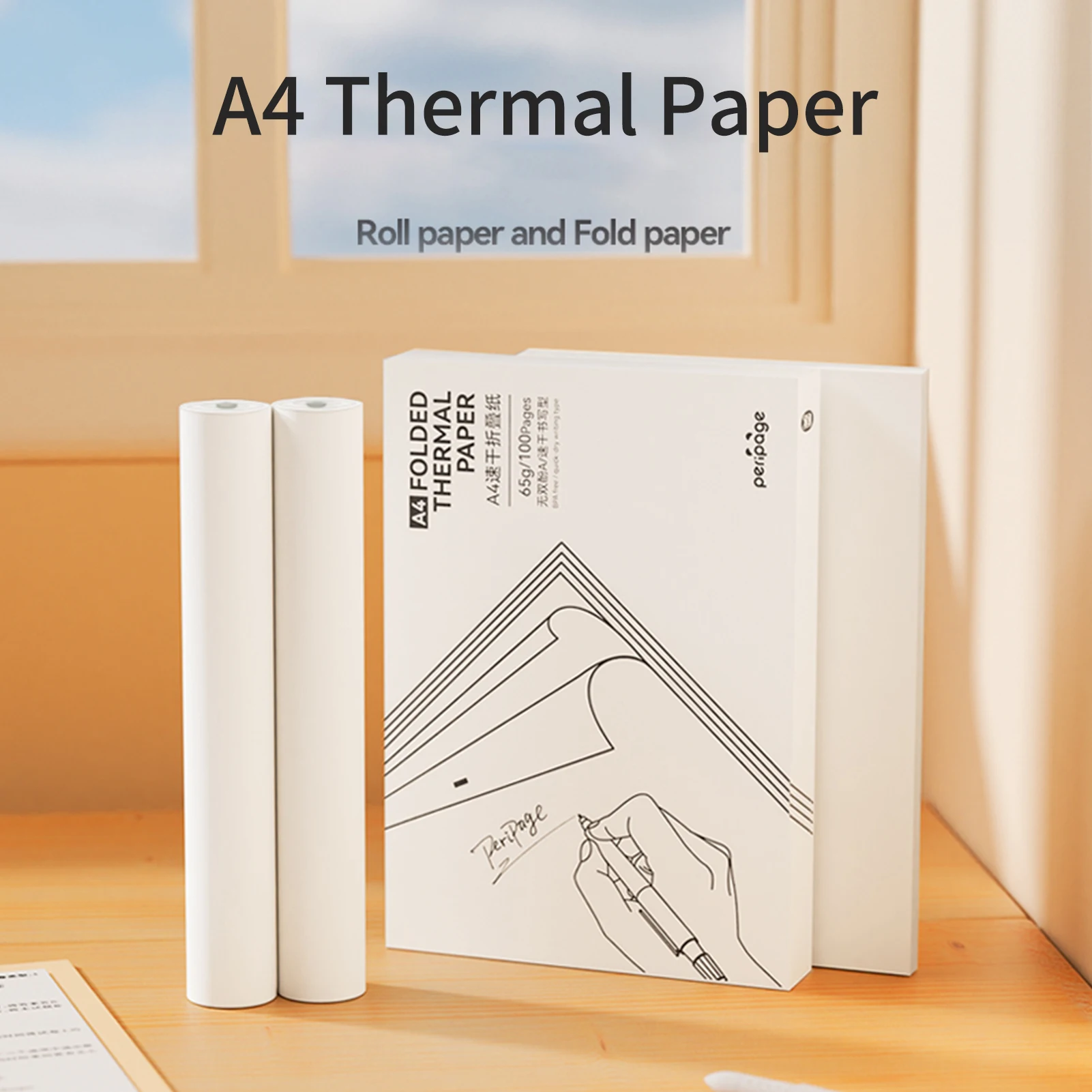 PeriPage-Papier thermique à séchage rapide, compatible avec l'imprimante thermique A40, parfait pour photo, image, fichier PDF, 210x30mm, 10 rouleaux