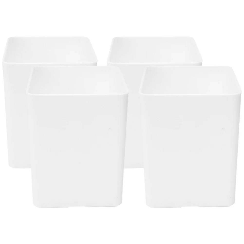 

4pcs Plastic Pen Holder White Square Desk ganizer Student Office Supplies Pencil Container Makeup Brush Cup Storage Solution