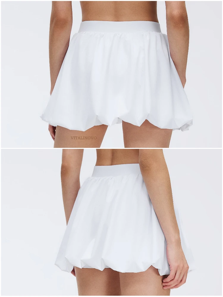 VITALINOVO Damen-Minirock, Skort, fließend, plissiert, hohe Taille, Rüschen, Tennisröcke für Damen, Blasensaum, sportlicher Skater, Golf – Detail 3