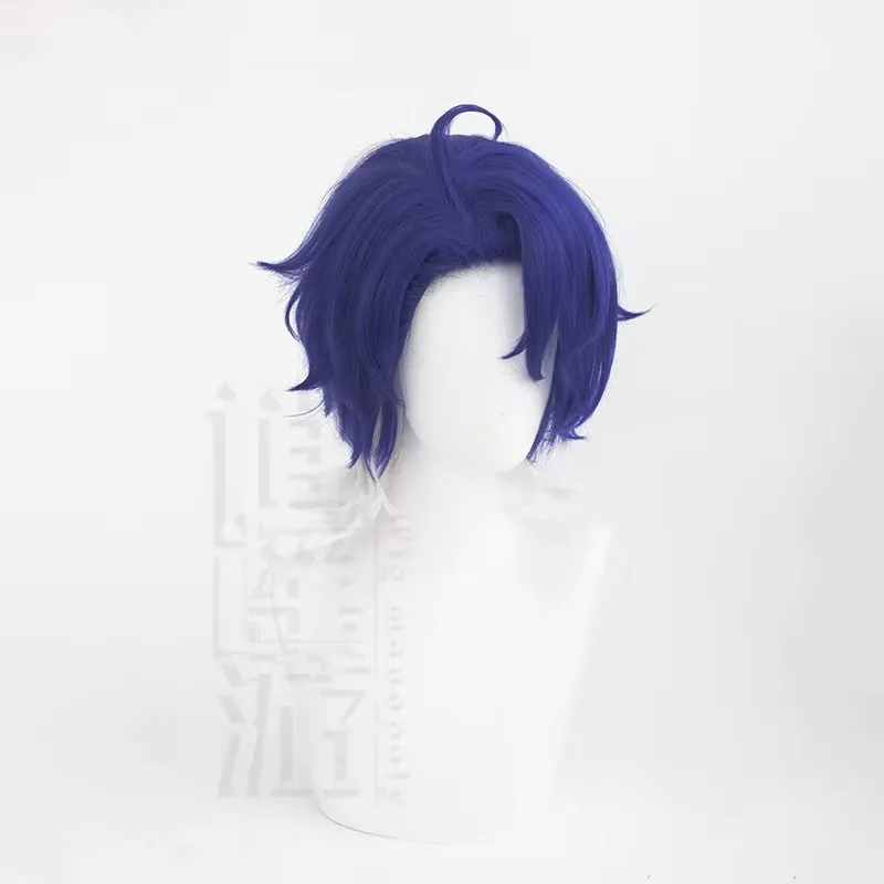 Sampo Cosplay Wig Game Honkai: Star Rail 35CM Blue White Heat-resistant Synthetic Wig Halloween Anime Cosplay Sampo Wigs+wig Cap