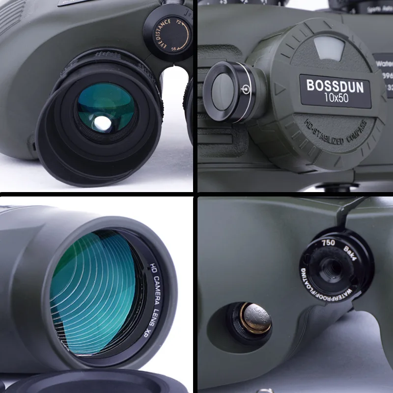 10X50 Professional Military Nautical HD Binoculars Waterproof Powerful Rangefinder Compass Telescope for Hunting Camping