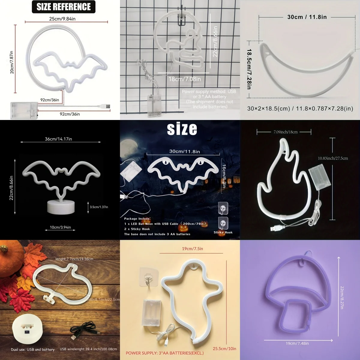 Светодиодная неоновая вывеска на Хэллоуин, украшение для вечеринки, атмосфера ужасов, фирменный неоновый кулон, ночник для комнаты, питание от USB или батареи (батарея в комплект не входит)