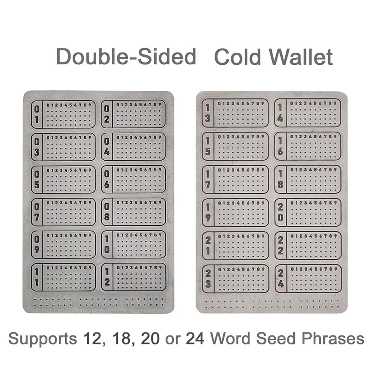 Crypto Seed Phrase Storage Metal Plate,Cold Wallet Backup for 12, 18, 24 Words for Ledger,, BIP39 Hardware Wallets view 6