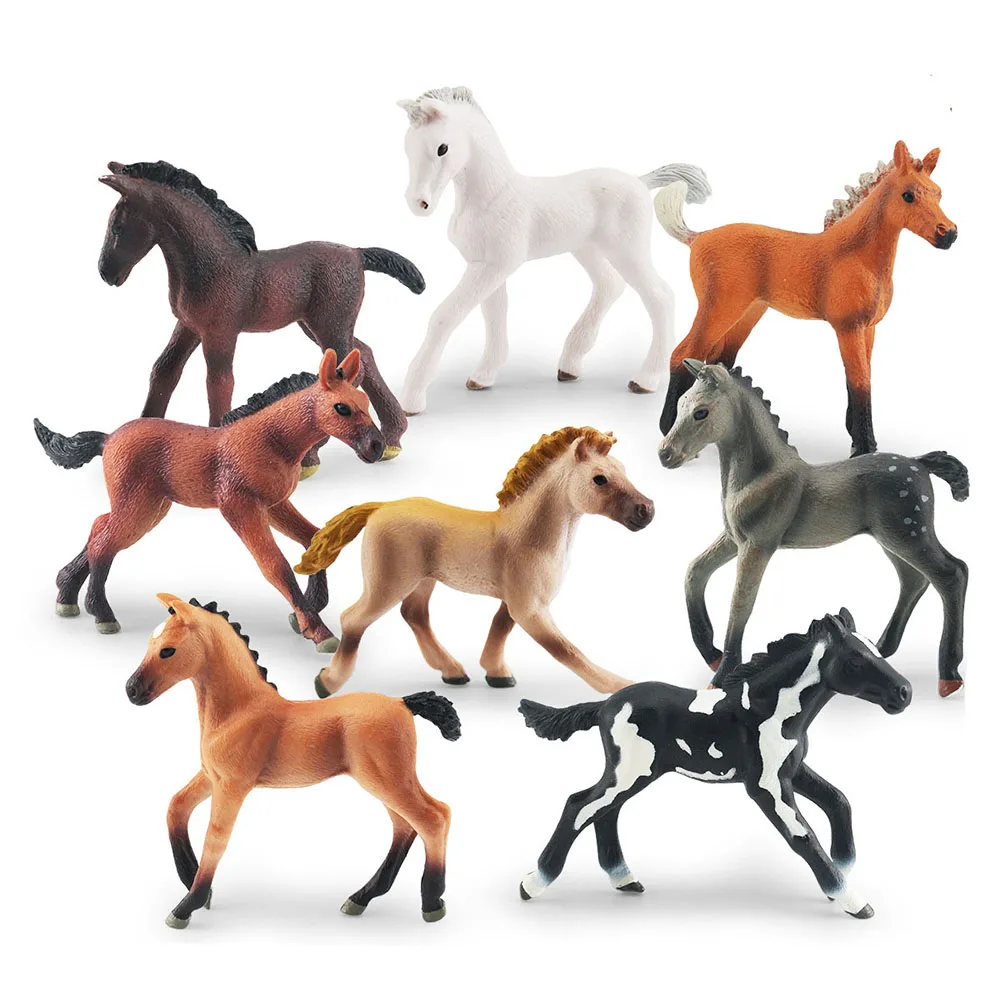 1Pc Mini Pony Figures  Holstein Foal Thoroughbred Horse PVC Figurine Kids Educational Toy