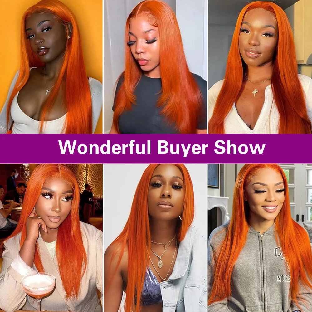 Pomarańczowy Imbir 13x4 HD Lace Front Human Hair Wigs Brazilian Ginger Colored Bone Straight HD Lace Frontal Wig 100% Human Hair Wigs