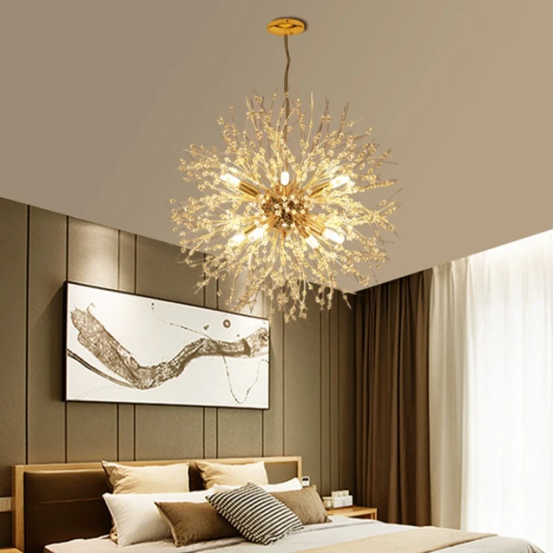 

Nordic Luxury Crystal Dandelion Pendant Light Firefly LED Lustry Home Decor Parlor Dining Room Bedroom Hanging Ceiling Lamps
