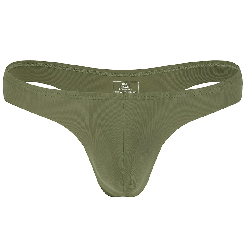 Men's Summer Thin Ice Silk Sheer Underwear Solid Low Waist U Convex Thongs Breathable Quick Dry Travel Panties Smooth G-String