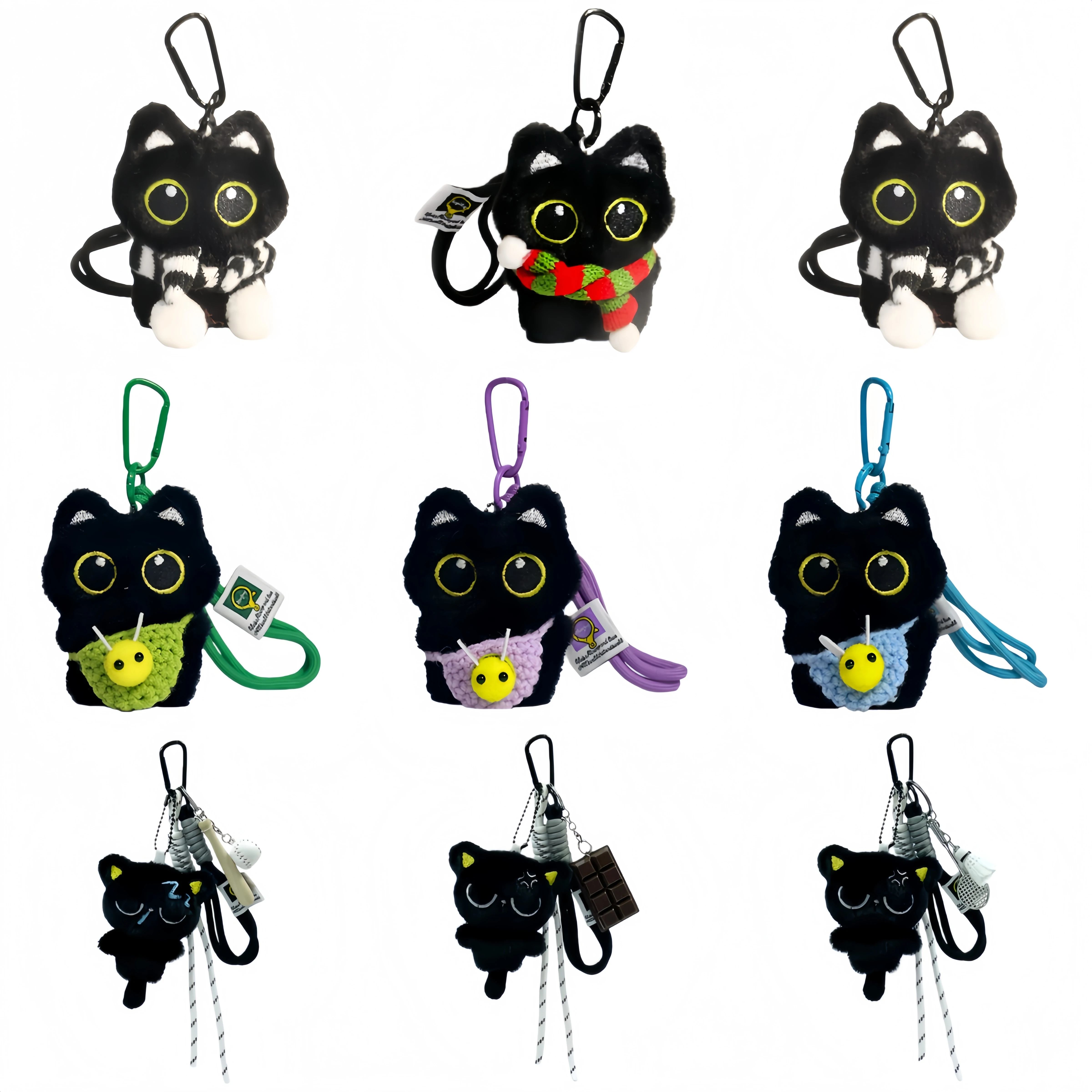 

Милый маленький черный кот, рок-музыкальный рюкзак, кулон, плюшевая кукла, автомобильный брелок, кулон, подарок для студентов, модные игры Luoxiaohei