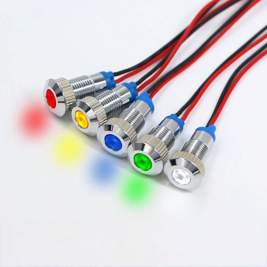 

ABILKEEN 10PCS IB8S-PX-D 8MM Flat Head Metal Indicator Light DC3-6V/12-24V AC220V Industrial Pilot Lamp with 150MM Cable