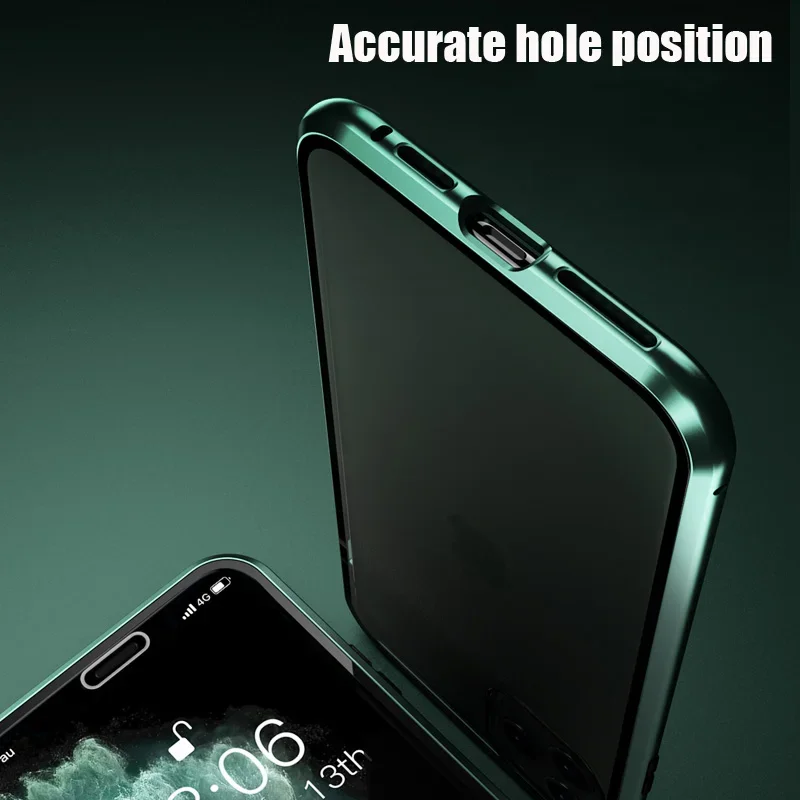 360 Metal Magnetic Adsorption Case For iPhone 16 15 14 13 12 11 Pro XS Max Double-Sided Glass Case For iPhone 8 Plus X XR Cover