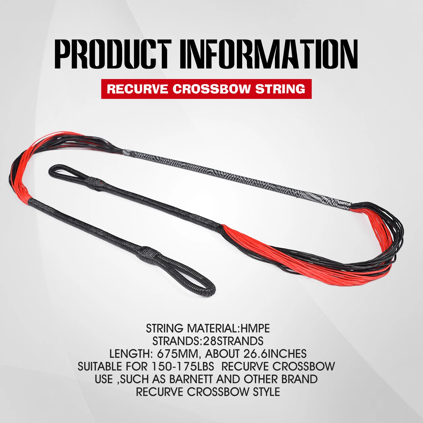 26.5 Inch 28 Strand Crossbow Spare String, Heavy Duty Replacement Cable Compatible With 80-175 Pound Recurve Crossbow Equipment - view 2