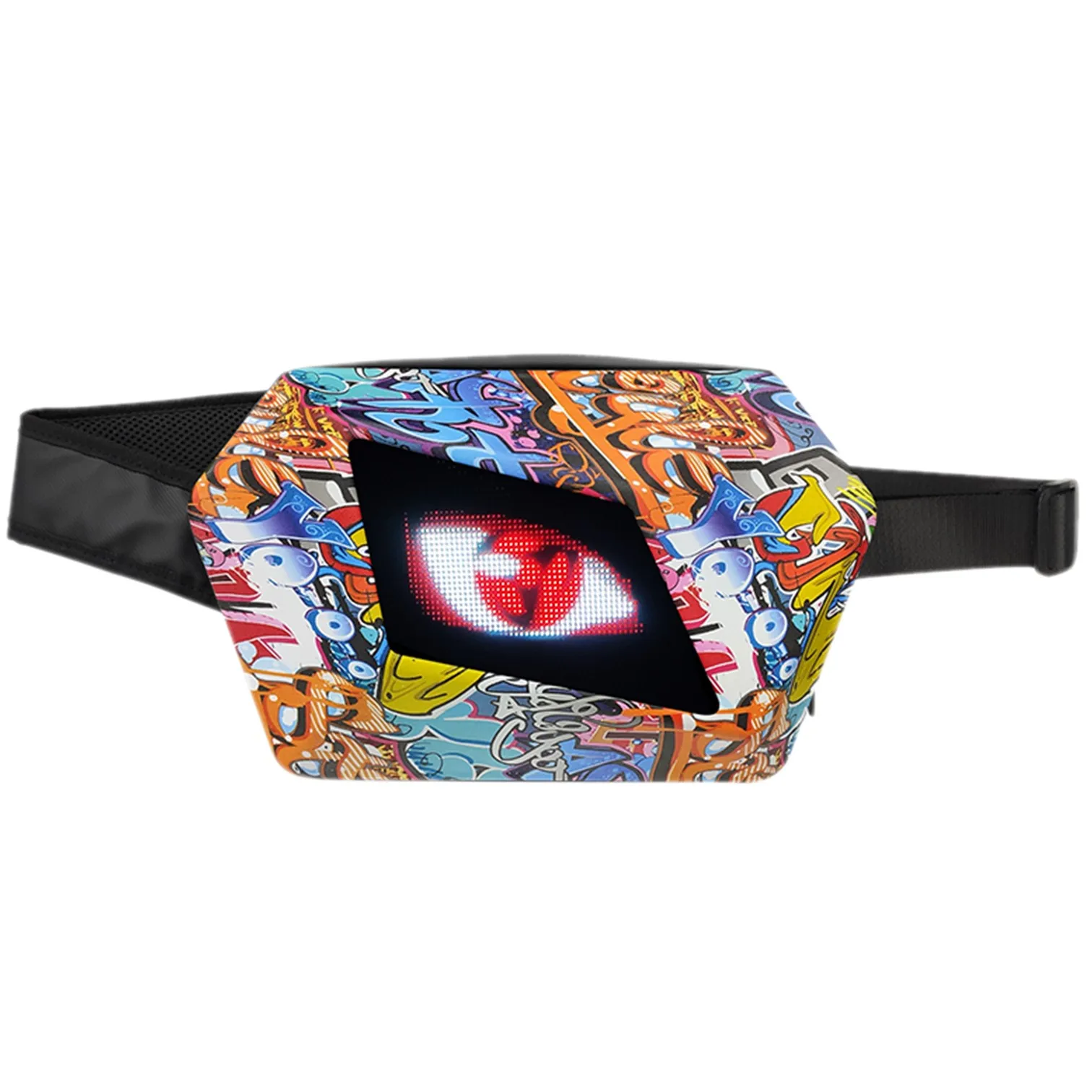 

LOY S1 LED Screen Sling Bag App Control Display Chest Bag Cool Graffiti Devil Eyes Crossbody Bag Bright Light Cyclist Night Bag