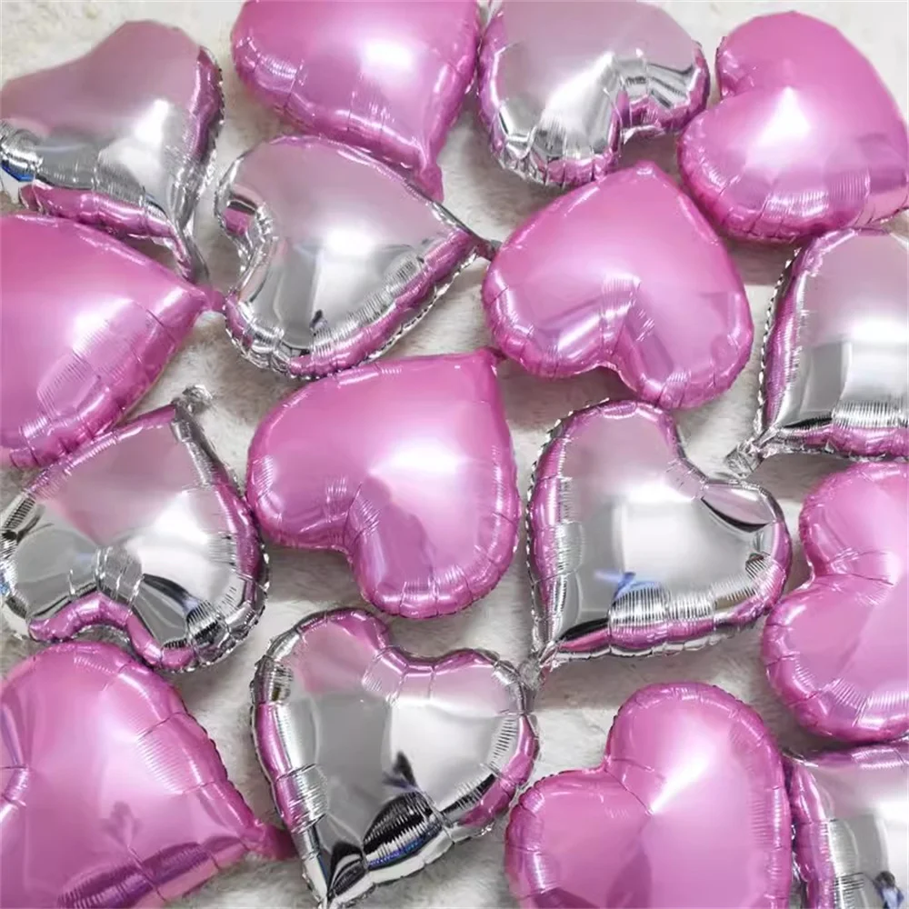 10-30PCS 5/10inch Romantic Heart Foil Balloons Multicolor Metal Helium Globos for Love Theme Wedding Valentines Day Party Decor