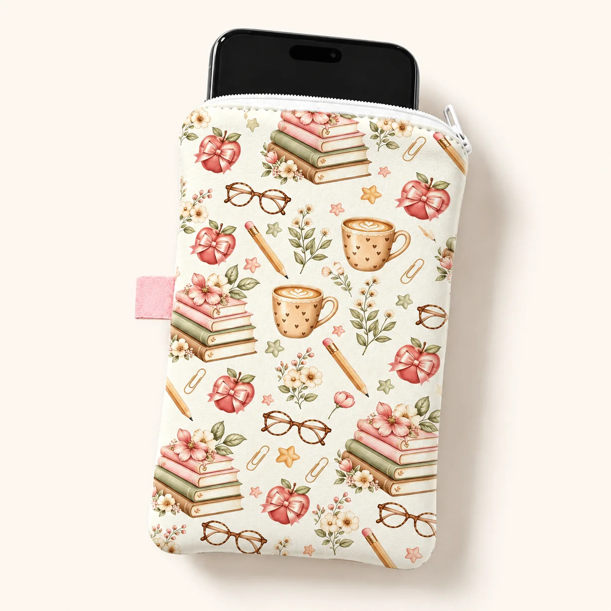 Index Tab Divider - Book Coffee Floral Phone Pouch for