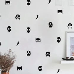 Superhero Mask Wall Sticker Boys Kids Room Wall Decor DIY Creative Hero Pattern Vinyl Wall Decal Playroom Wall Decoration
