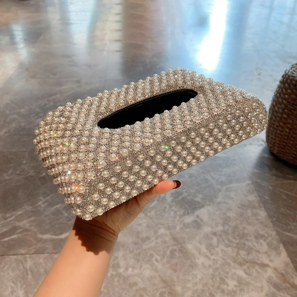 Sparkling Sequin Car Tissue Box Crystal Car Tissue Holder Hotel Living Room Napkin Holder Home Car Decoration Decorations