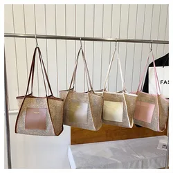 Korean Woven Hand Bag New Solid Color 2024 Tote Bag Popular High Capacity Straw Bag Women