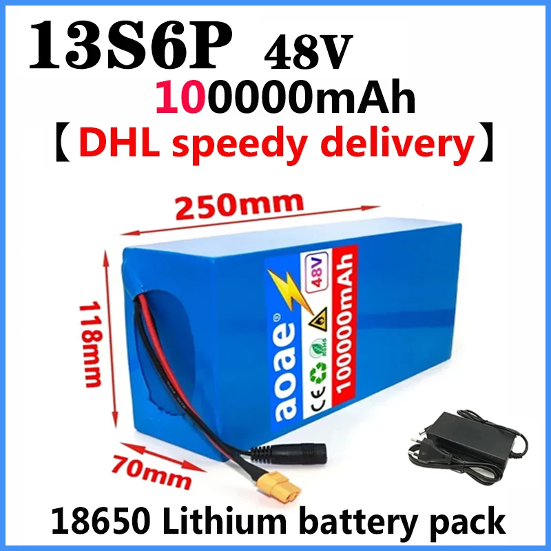 

48V 13s6p 100Ah Lithium Battery Pack 48v 100000mAh 2000W Citycoco Motorized Scooter Batteries Built in 50A BMS.