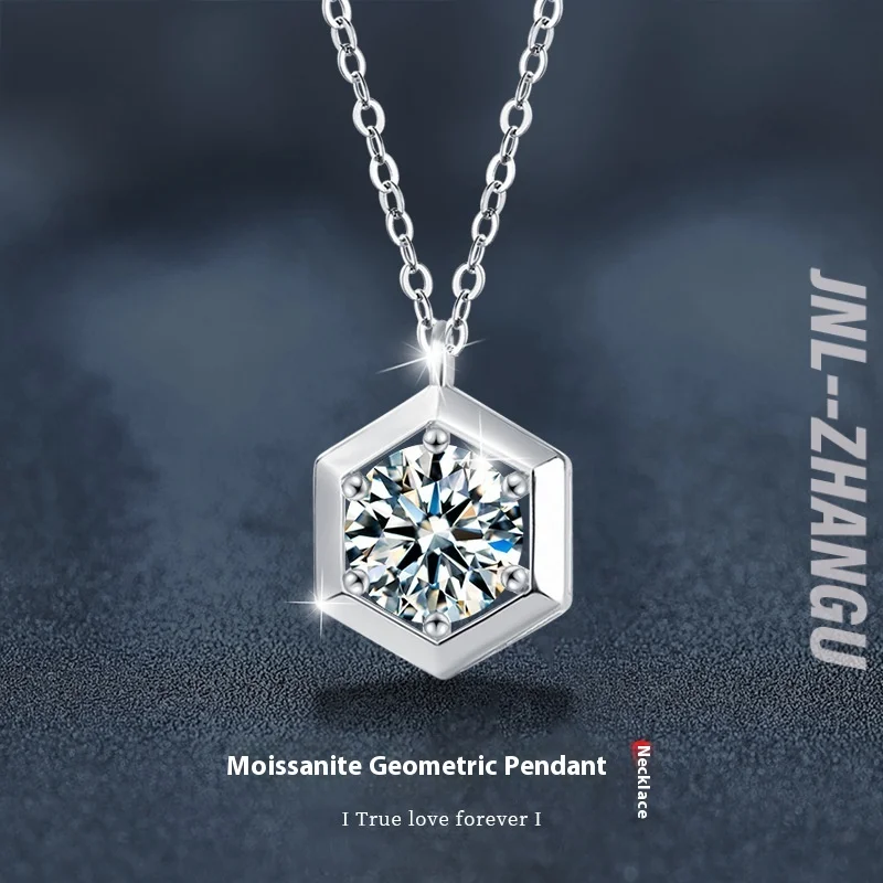 

S925Sterling Silver Moissanite Necklace for Women, Light Luxury Niche Autumn Winter Jewelry, Clavicle Chain Pendant Wholesale