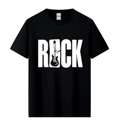 New Streetwear Men's O-neck Short Sleeve T Shirt ROCK Guitars Music Pirnt T-Shirt Hip Hop Rock'n'roll Tees Tops Harajuku