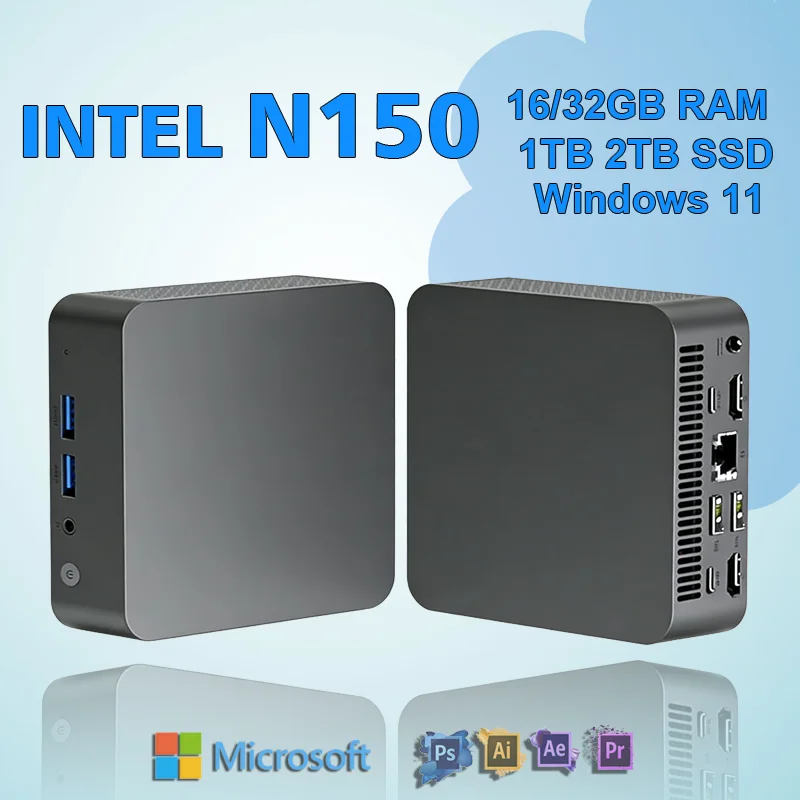 

NEW Intel N150 Portable Mini PC Computer Windows 11 16GB/32GB DDR4 1/2TB SSD Gaming Computer WiFi 6 BT5.2 office Desktop