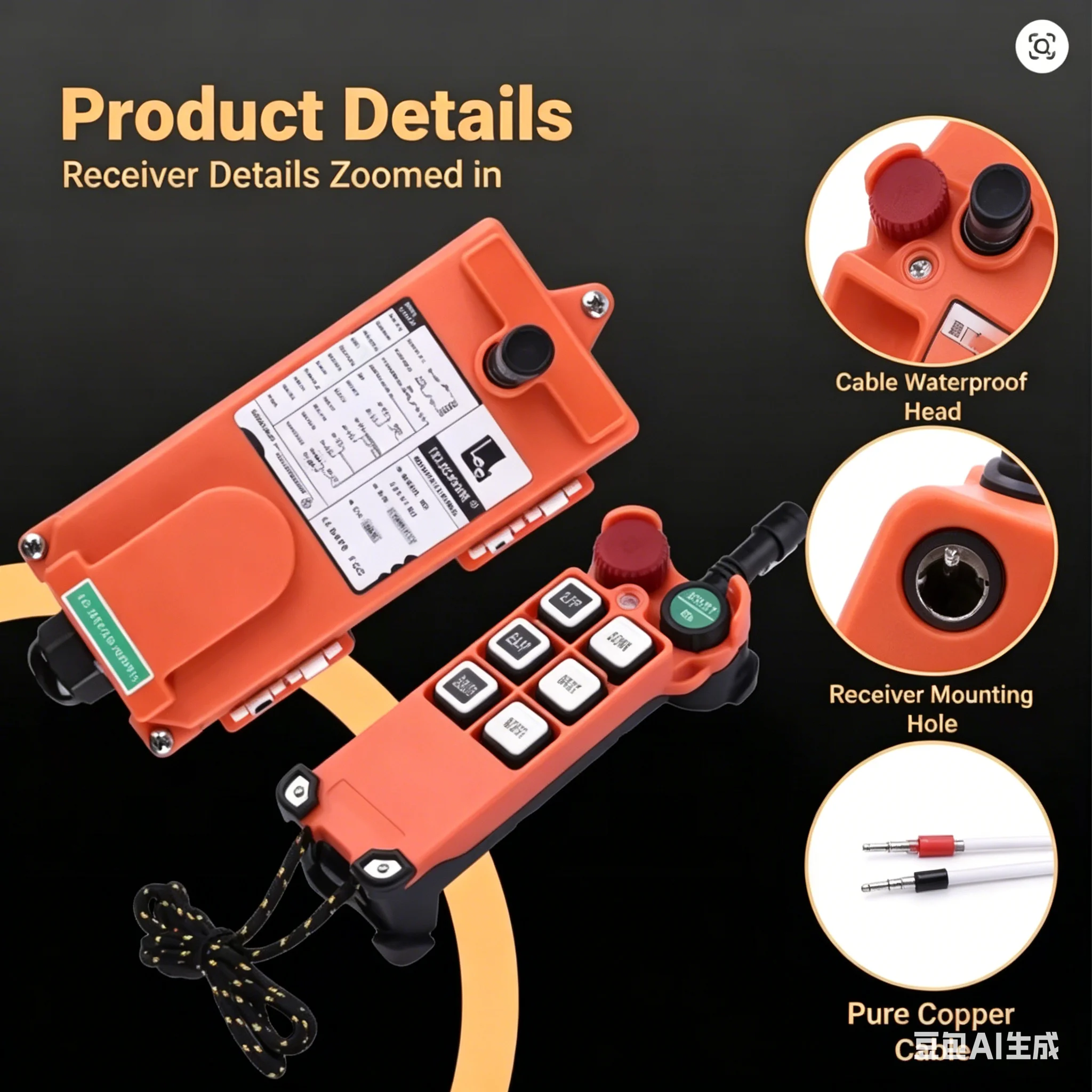 F21-E1 6 buttons Industrial Wireless Radio Crane Remote Control switches Hoist overhead bridge Crane Lift Control