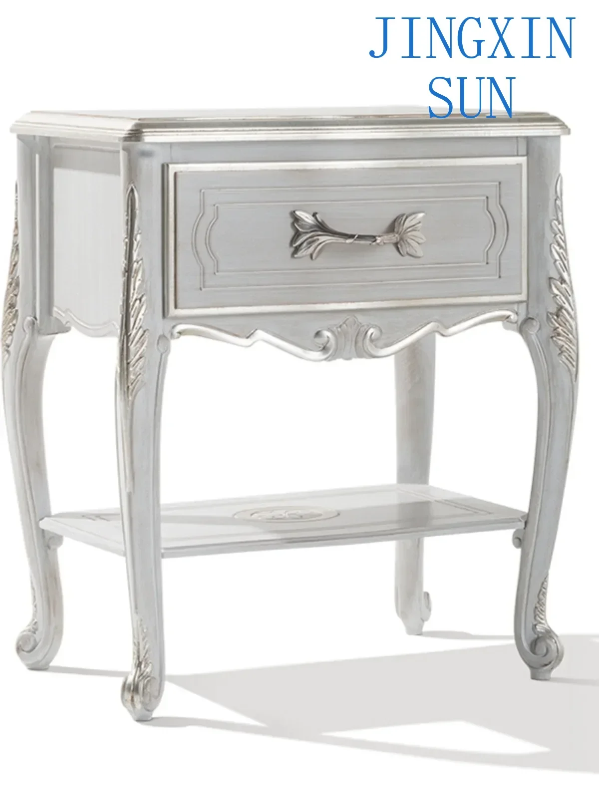 European-style solid wood bedside table, French palace style villa bedside table, neo-classical bedroom storage cabinet