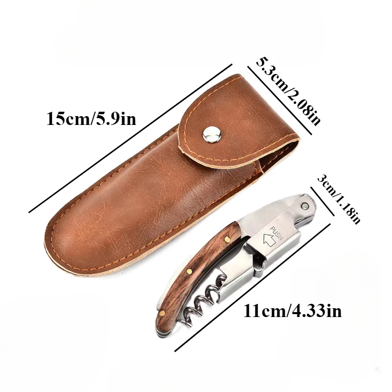Stainless Steel Wood Handle Wine Corkscrew Professional Wine Opener Portable Screw Corkscrew Multifunction Beer Cap Bottle