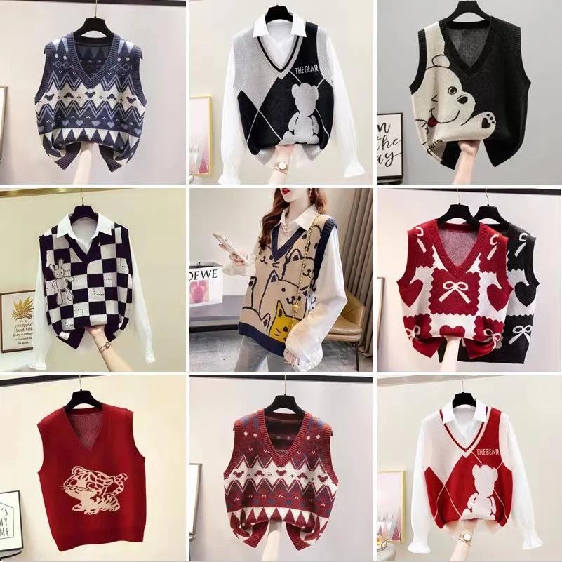 

Design Sensation Knitted Vest Outerwear Small Audience Shoulder Pad Jacket Women's Fashion Commute Style V-Neck Regular Length