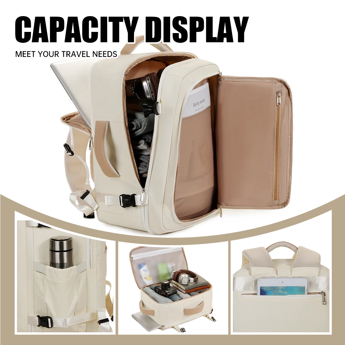 Backpack for Men, Simple Business Commuter Backpack, Large Capacity Laptop Bag, Carry-On Travel Bag, Versatile School Bag for Female Students, Group Gatherings