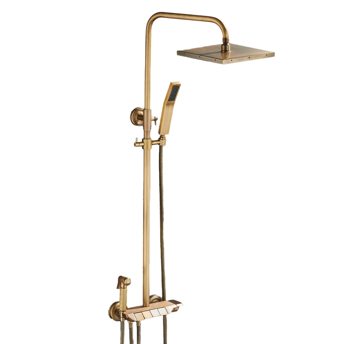 

European style antique shower shower set, phone hand spray brass retro liftable booster spray gun faucet