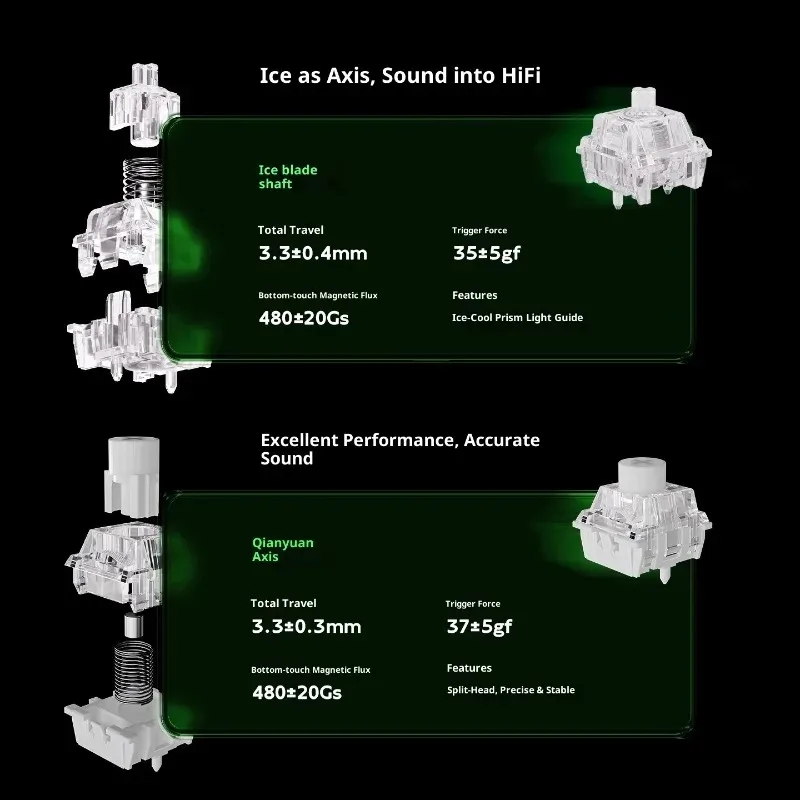 Teclado mecânico atk rs6 air com fio, modo único, 8khz, junta rgb, eixo magnético personalizado, teclado para jogos, acessórios para laptop