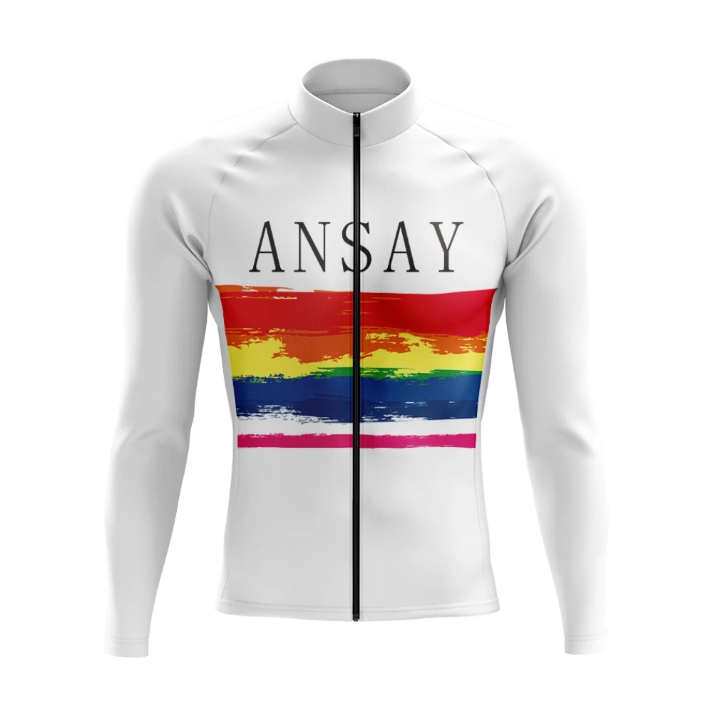 

Мужские тонкие велосипедные куртки Ansay с длинными рукавами, быстросохнущие, с защитой от УФ-излучения, 3 задние карманы, Ciclismo Maillot Hombre