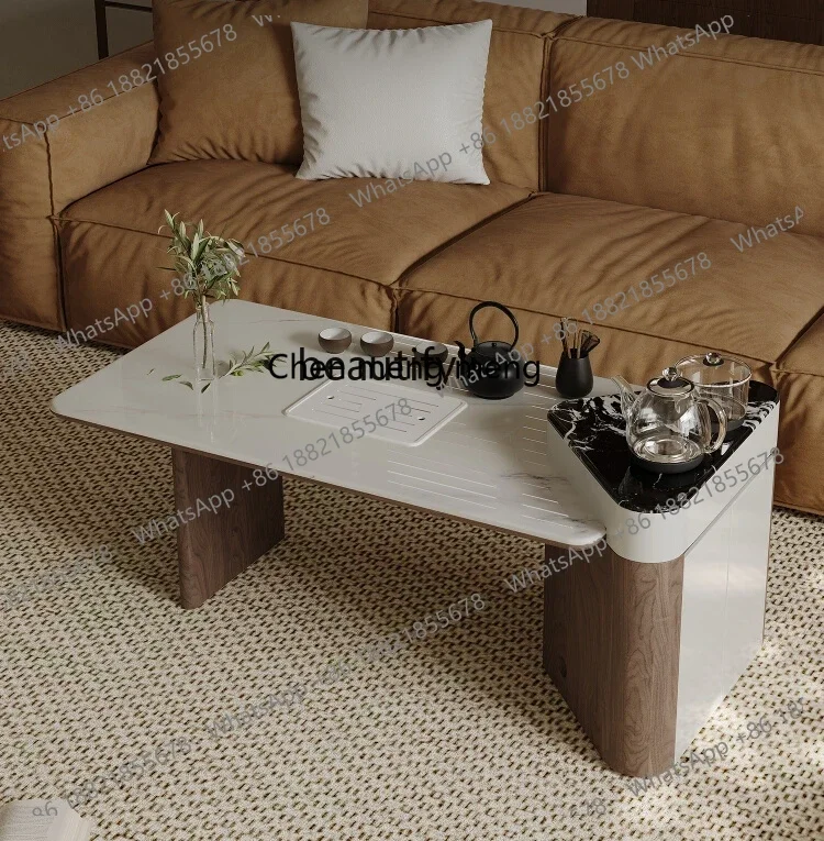 Hot sales  Wabi Sabi Wind Tea Table Kettle Integrated with Stool Marble Rectangle Living Room Household Tea Table