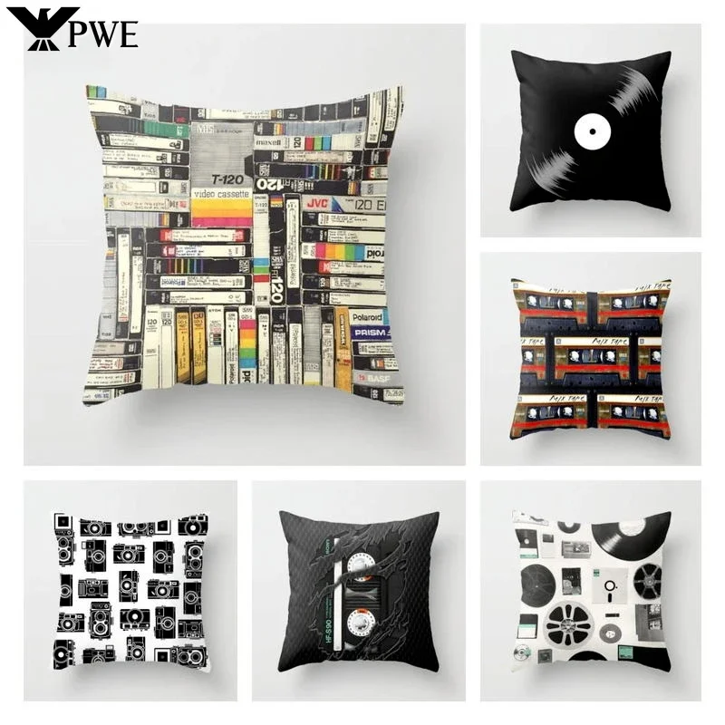 Fashion Vintage  Throw Pillow Case Retro CD Bike Camera Car Cushion Cover Home Sofa Chair Decorative Pillowcases 45x45cm