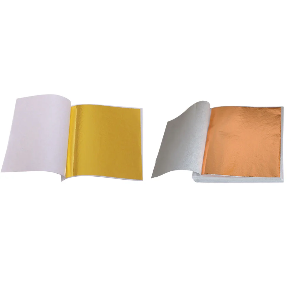 

200 Sheets Golden Rose Gold Imitation Gold Leaf Foil Paper Manicure Clay Gilding Painting Craft Decoration Imitation Foil Paper