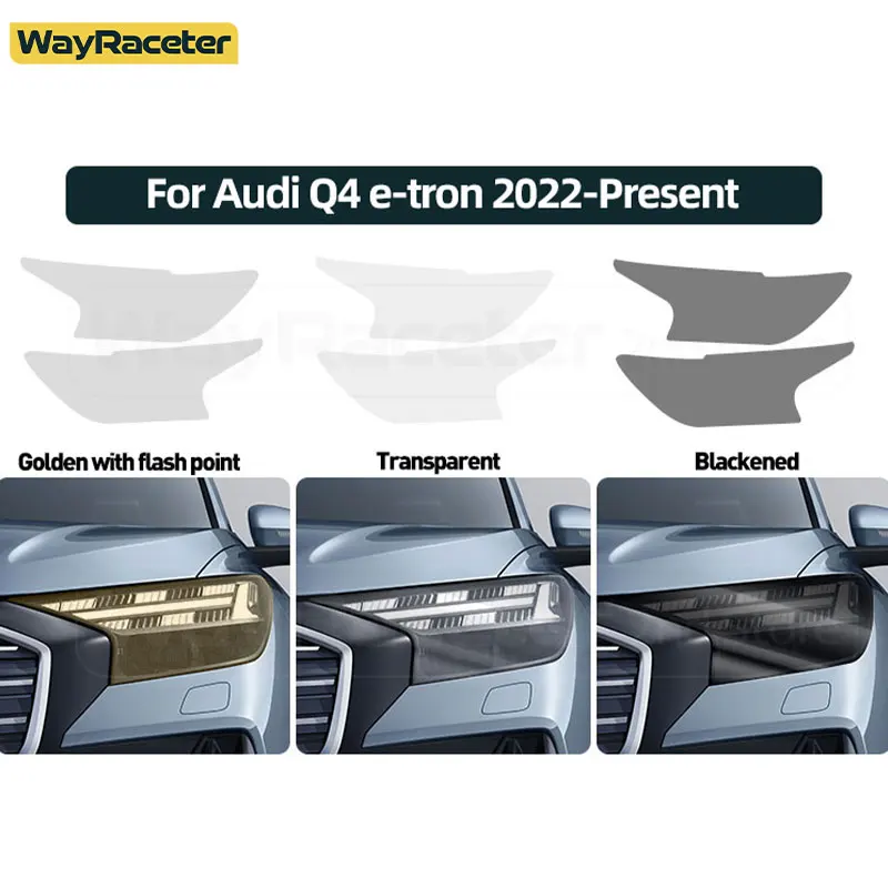 Car Headlight Protective Film Smoked Black Tint Vinyl Transparent TPU Sticker For Audi Q4 E-tron E Tron 2022 2023 Accessories