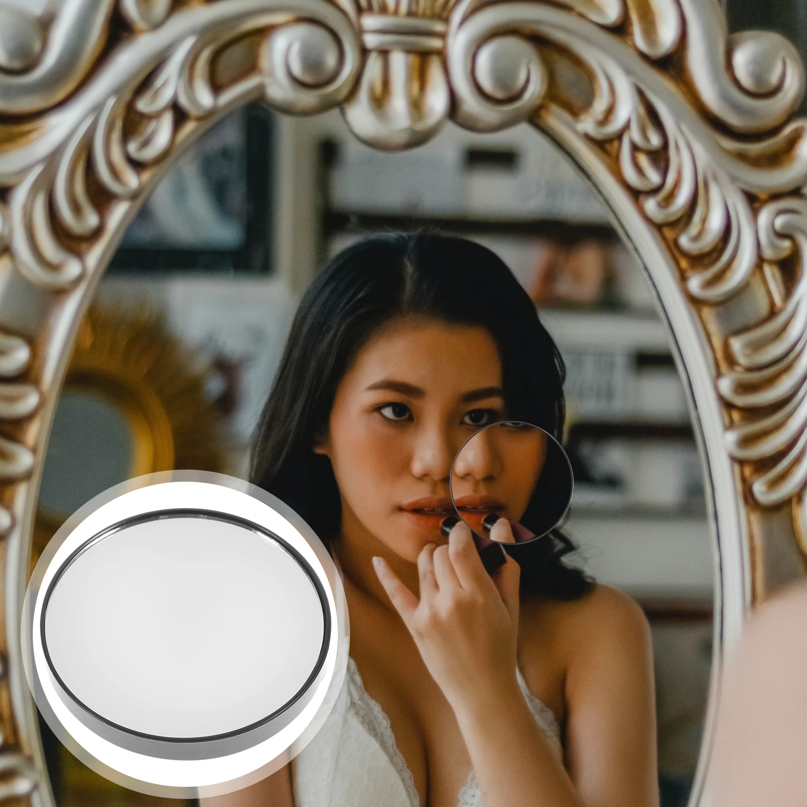 Miroir de vanité à ventouse Compact de 7.5cm, loupe 5X, miroir de maquillage de voyage rond avec Double ventouses pour