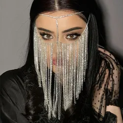 Fashion Charming Rhinestone Tassel Veil Masks for Women Bohe Face Jewelry Chain Masquerade Dance Party Sexy Costume Accessories