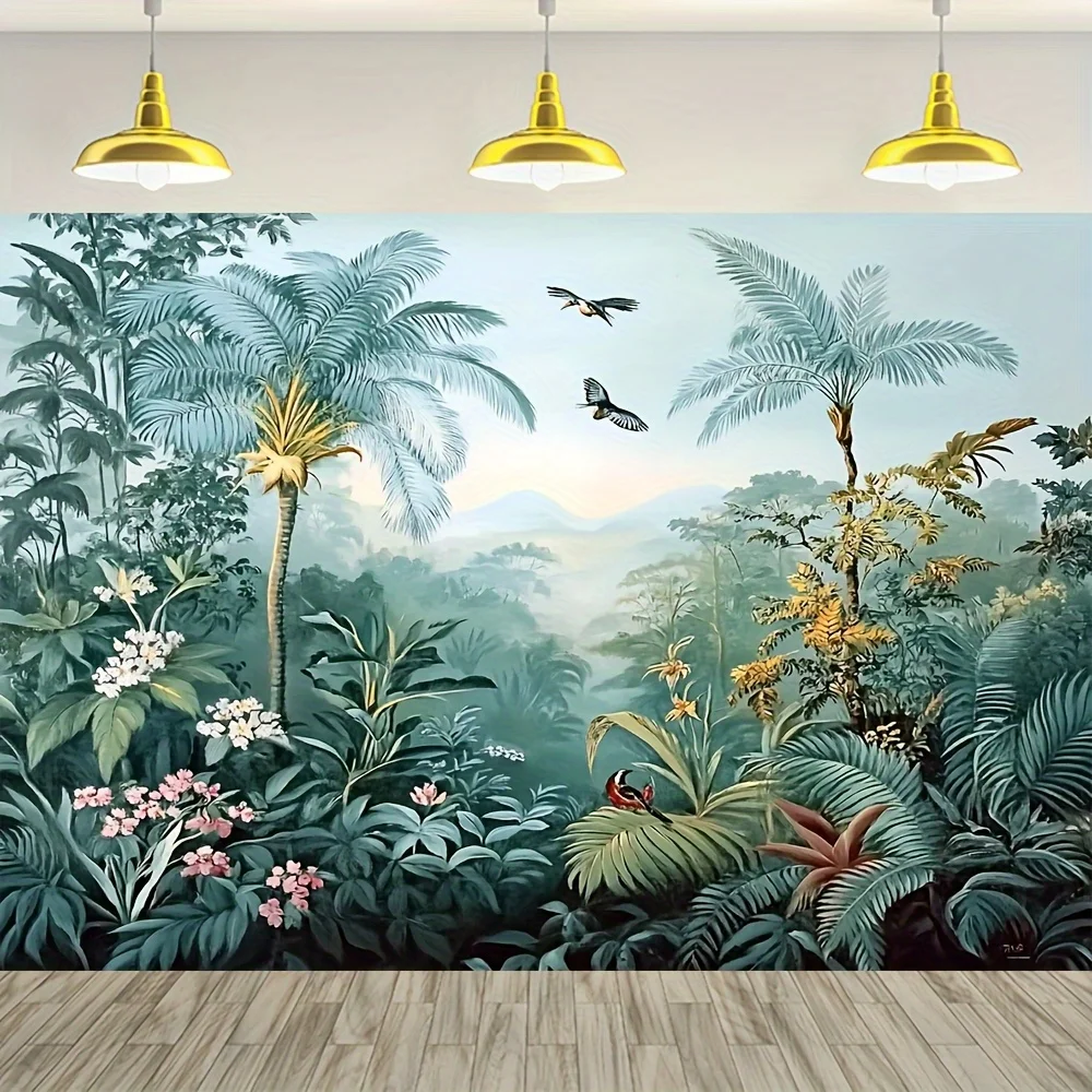 Tapestry for Bedroom Tapestry Clearance 1pc Tropical Rainforest & Birds Wall Tapestry - Vibrant Jungle Scene with Lush Foliage,