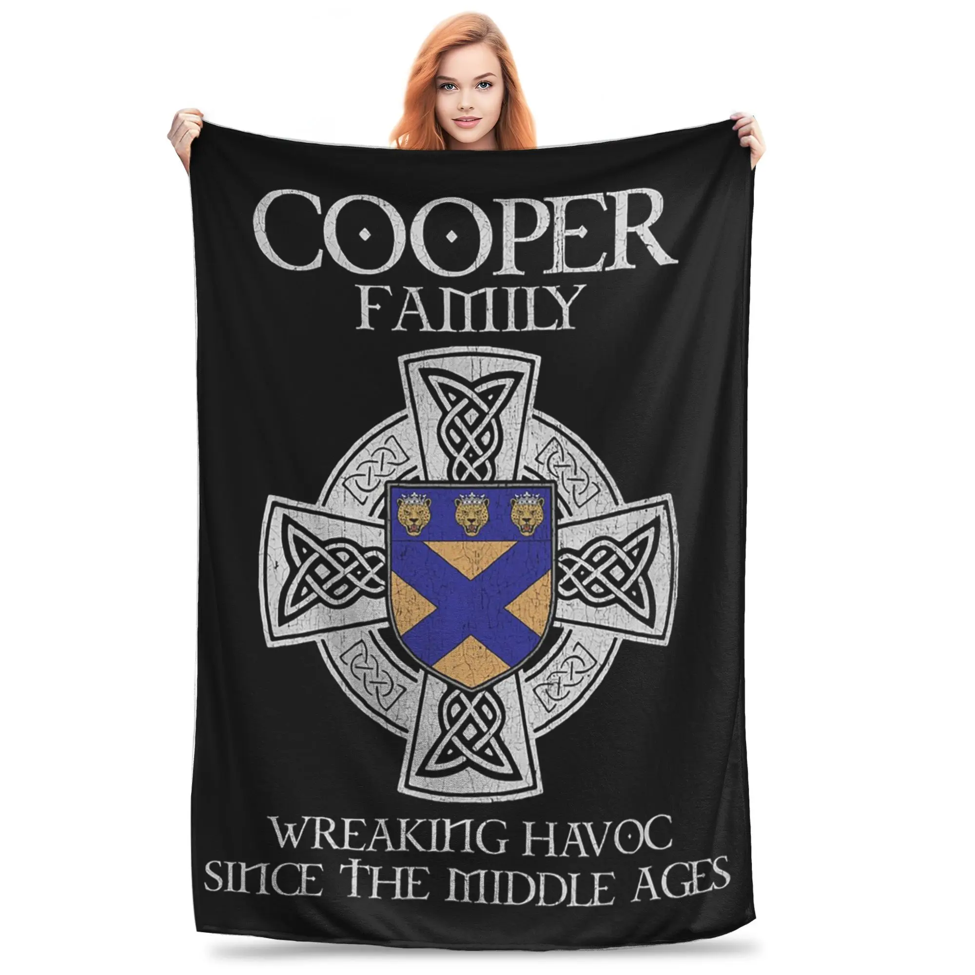 

Cooper Family Crest Medieval Heritage Emblem Blankets Breathable Flannel Sofa Throw Blanket for Home Bedroom Outdoor